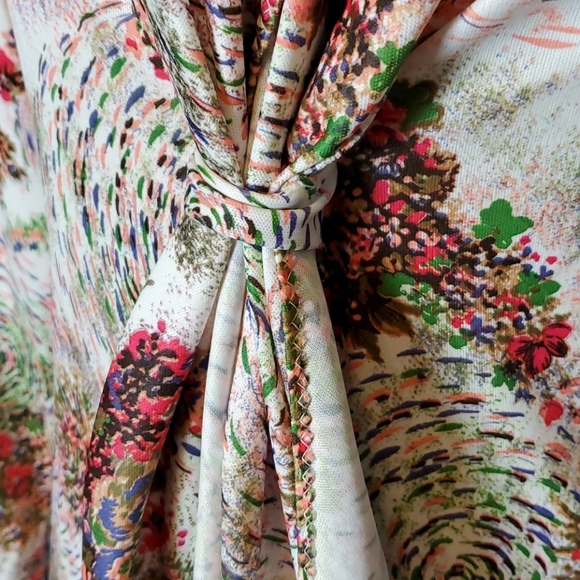 Vtg Floral Knit maxi dress, 60s/70s, vtg 14 (S/M) - Picture 4 of 12